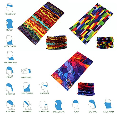 Demil Multifunctional Sports Stretchable Seamless Casual Headband Sweatband Magic Camo Scarf Balaclava Headwear Head Wrap (6Pcs-Dhs A) #TOP3
