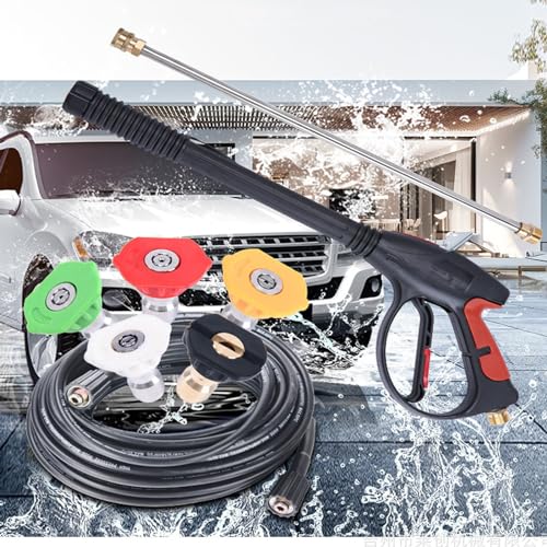 3000PSI High Pressure Car Power Washer Spray Gun Cleaner Kit with M22 Connector and 5 Quick Connect nozzles for Clean Car,Garden Plant Spry Water