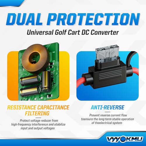 240W 20A 12v Golf Cart Regulator Reducer Transformer with Fuse 48V/36V to 12V DC-DC Step Down Voltage Converter, Waterproof Power Supply Module with Fuse, Blue3