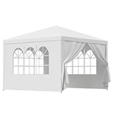 Smartxchoices 10' X 10' Outdoor White Waterproof Gazebo Canopy Tent with Removable Sidewalls Windows Heavy Duty Tent for Party Wedding Events Beach BBQ