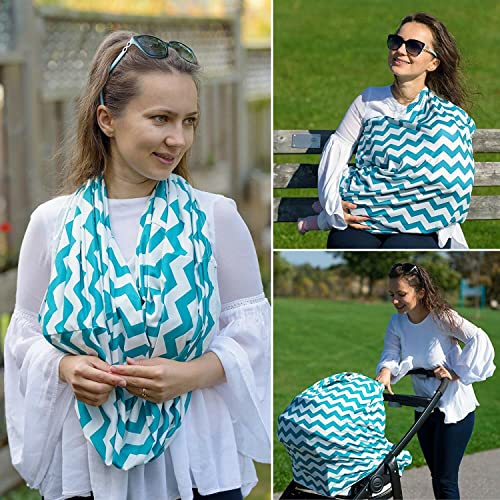 Image of Multi-use Nursing Cover Privacy Breastfeeding Scarf - Baby Car Seat Covers, Infant Stroller Cover, Carseat Canopy, Shopping Cart, High Chair Cover for Girls and Boys
