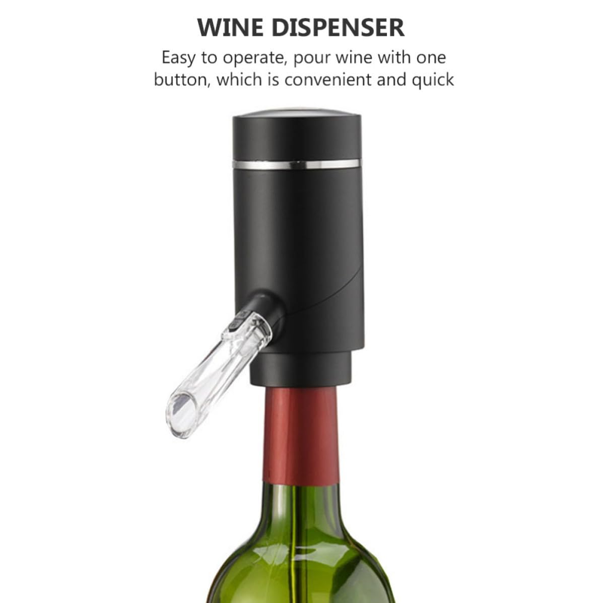 USHOBE Aérateur de Vin Électrique, Verseur Noir Une Touche, Abs