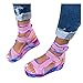 koperras Damen Sandalen Plattform Open Toe Schuhe Freizeitschuhe Mode Tie Dye Open Toe Plateau Klettverschluss Strandschuhe Römersandalen Komfort Sandaletten Rosa, Grün, Lila