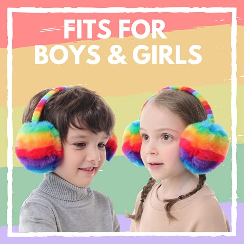 F Flammi Kids Knit Earmuffs Winter Outdoor Furry Ear Warmers for Boys Girls from Toddler to Big Kids2