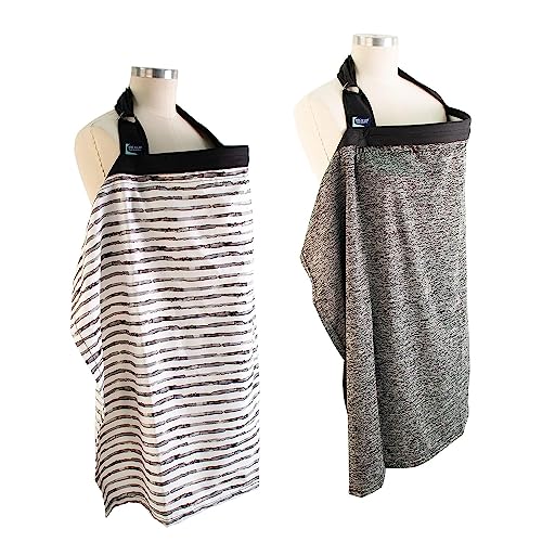 Bebe au Lait Zip & Switch Nursing Cover- Premium Cotton Breastfeeding Cover for Mom, Privacy Nursing Cover for Breastfeeding,Breathable Nursing Cover Up, One Size Fits All -Grey & Stripes (Pack of 2) - Image 3