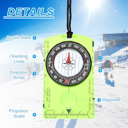 Brújula de orientación PATIKIL para mochila y navegación miniatura 3