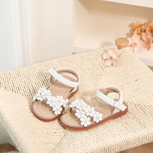 Image of Kolan Toddler Girl Sandals Open Toe Flat Princess Dress Shoes Little Kids