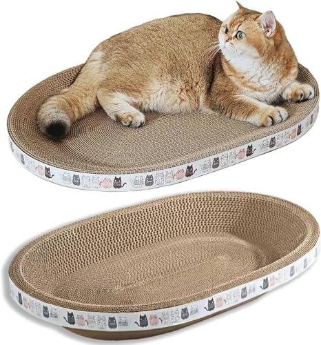 FJJRTWDG Practical 2-Piece Oval Cat Scratcher Bed, Artificial Pet Scratcher, Suitable for Indoor Pets Suitable for Indoor Pets(XL(22.8