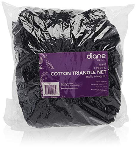 Filet triangulaire coton noir Diane maintien des bigoudis et protection cheveux 12 paires
