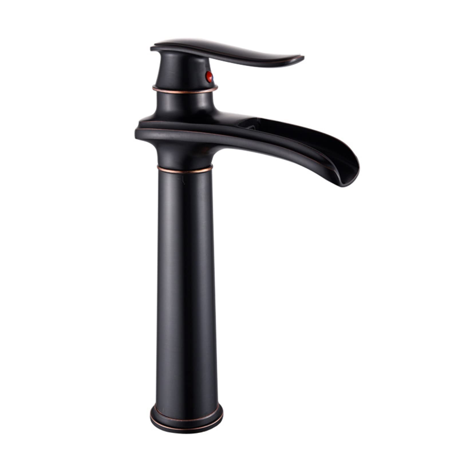 Robinet de lavabo cascade noir en laiton mitigeur eau chaude et froide pour salle de bain