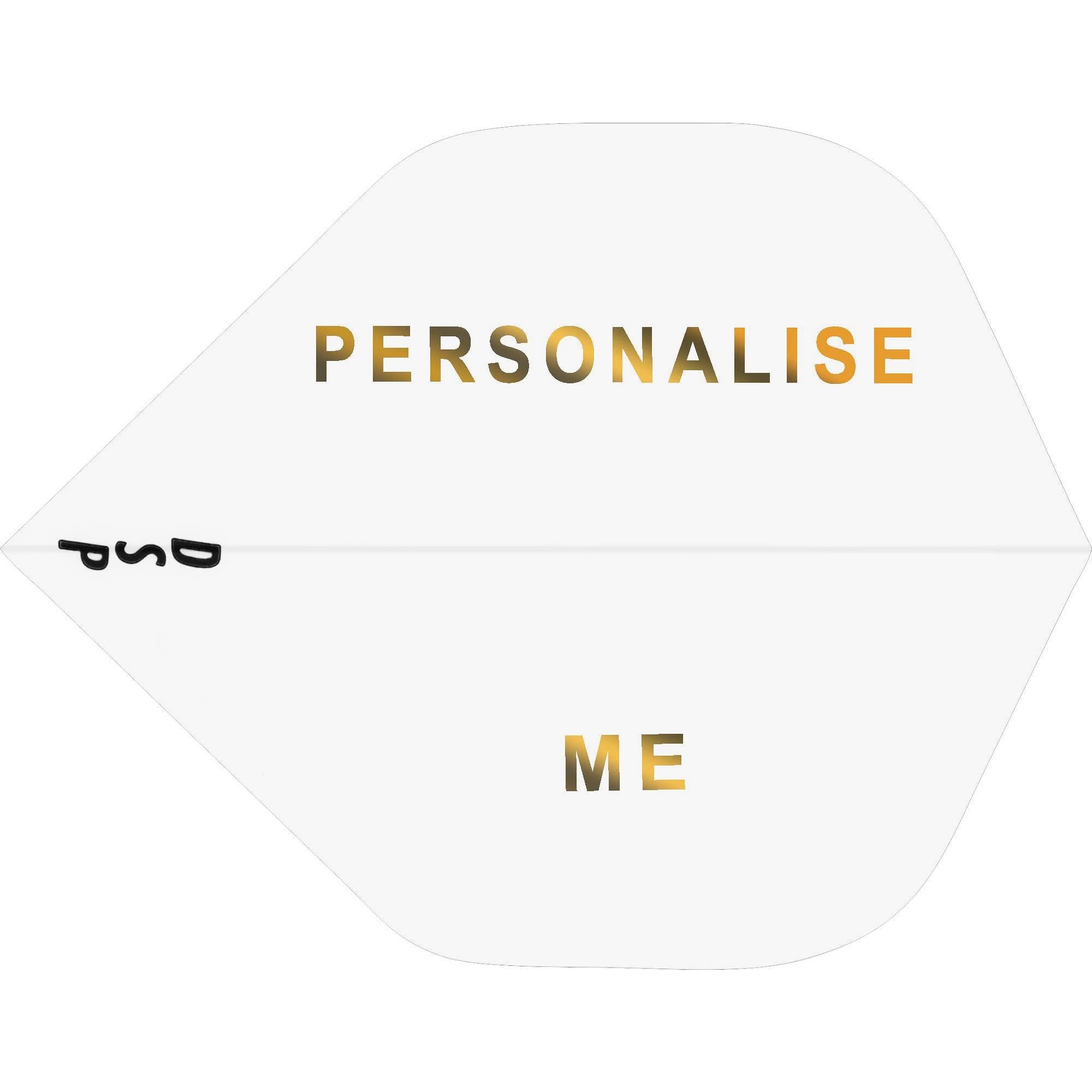 DESIGNA DARTS Personalised 75 Micron Flights | Custom Hot Foil Print Dart Flights | 5 Sets of 3 Flights, Standard, White (PF9011WH)
