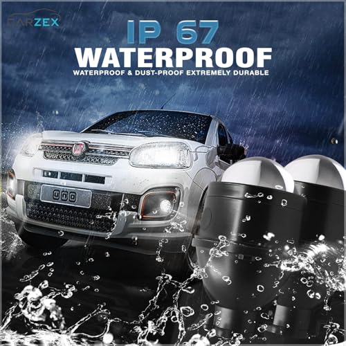 Image of Carzex 12V 3.0 inch Projector Lens Fog Light Hi-Lo Beam BI-Xenon Projector Housing with 300W H8 /H11 Automotive LED Bulbs and Relay Wiring Kit Combo (SILVER /A180 Series)