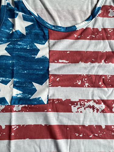 Zarmfly Womens American Flag Tank Tops 4Th Of July Loose Sleeveless Stars Stripes Patriotic T Shirt （Red And White Stripes,M） #TOP5