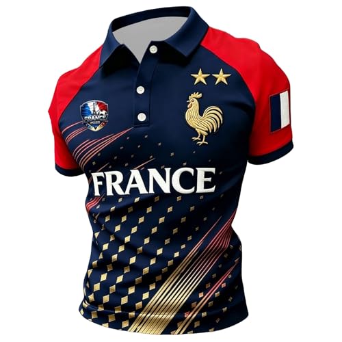 Maillot L'équipe de Foot Homme - Maillot de Foot 2026 Adulte T Shirt Manches Courtes Respirant Été Polo Shirts Sport Vêtements de Football, Polo Shirt...