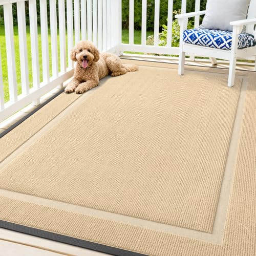 Image of OLANLY Front Door Mat Indoor Outdoor Entrance, Waterproof All-Season, All-Weather Doormat, Sturdy Natural Rubber, Fade Resistant, Low Profile, Easy Clean Patio Porch Entryway Mat, 71x47, Beige