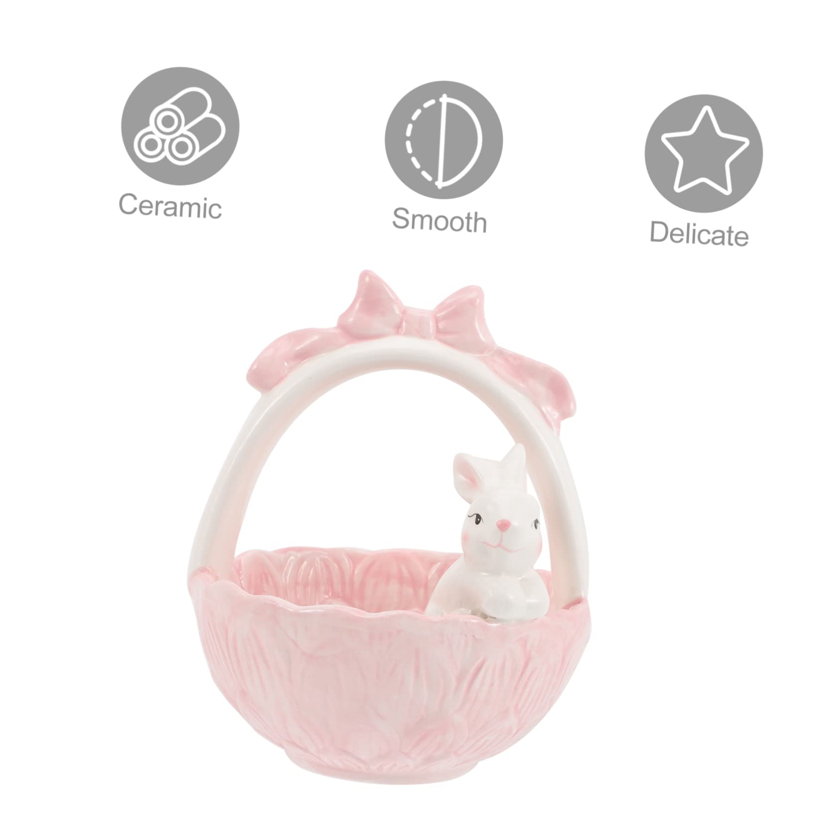 LABRIMP Coniglio Di Pasqua in Ceramica Decorazione Pasquale Forma Di Cestino Ornamento Da Scrivania Statuetta Piccola Per Feste Di Pasqua Casa e Ufficio