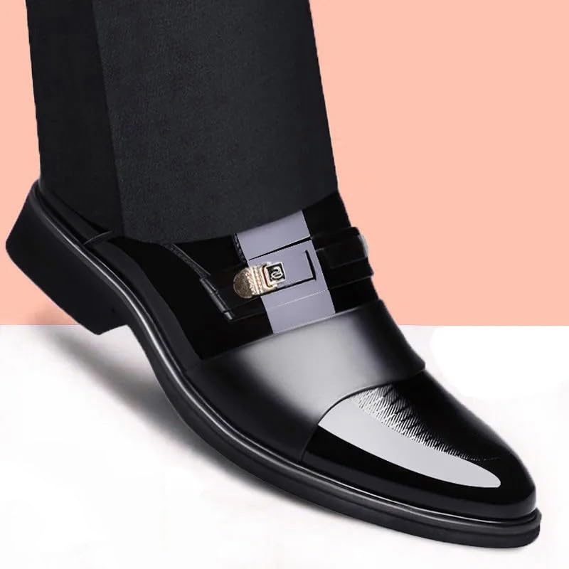 Mens Oxford Dress Shoes Business Tuxedo Wedding Anti-Slip Non Slip Rubber Sole Block Heel Formal Slip On Casual Pointed Toe Synthetic Pu Leather3