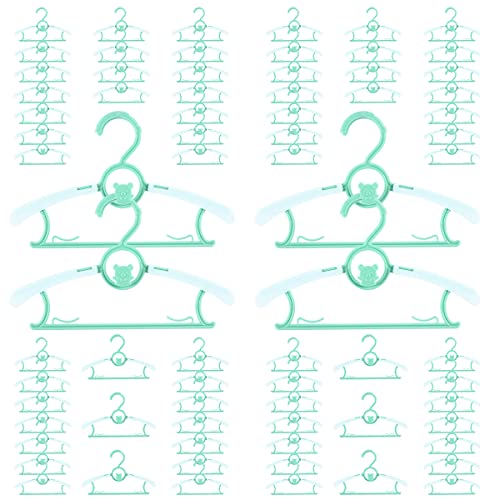 Image of Baby Hangers for Nursery Closet 80 Pack Plastic Kids Clothes Hanger Space Saving Non Slip Extendable Toddler 11-14” Adjustable Hangers Heavy Duty Clothing Infant Hanger Bulk, Green