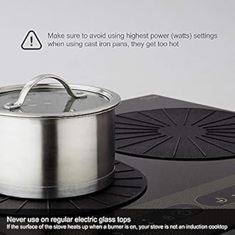 Lazy K Induction Cooktop Mat - Silicone Fiberglass Scratch Protector - for Magnetic Stove - Non Slip Pads to Prevent Pots from Sliding During Cooking_ Black (7.8inches)
