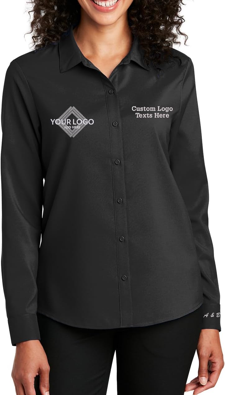 INK STITCH Women Lw401 Custom Embroidery Personalized Logo Texts Performance Staff Dress Shirts