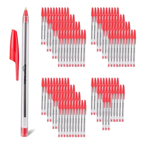 Image of Amazon Basics Ballpoint Pens, Medium Point 1.0mm, Red Ink, 144-Pack