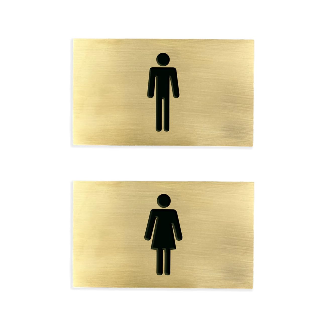 hochwertiges Messingschild mit Gravur - versch. Größen | Motiv Toilette (Set 2 Messingschilder) ohne Schraublöchern 100 x 60 mm