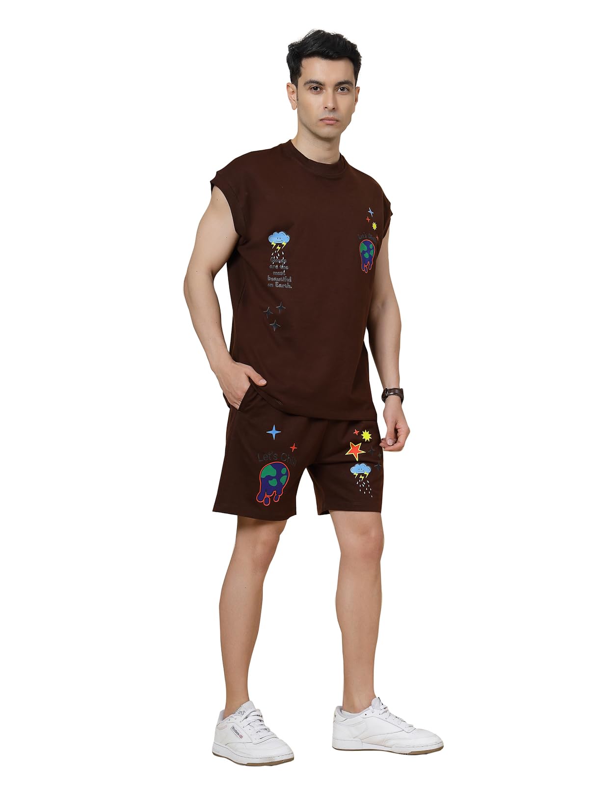 vestido modas Oversized Co Ord Set for Men | T-Shirt and Shorts Set for Mans | Summer Wear | Printed Round Neck | Men's Pyjama Sets & Night Suits | Cotton Oversize Half Sleeves-picture-18