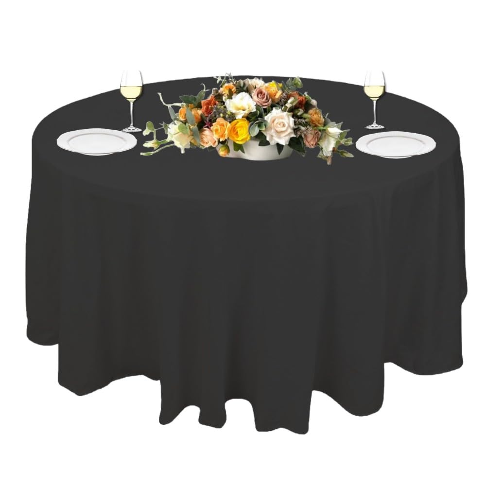 Amazon.com: Urby 90 inches Black Round Tablecloth, Medium Weight