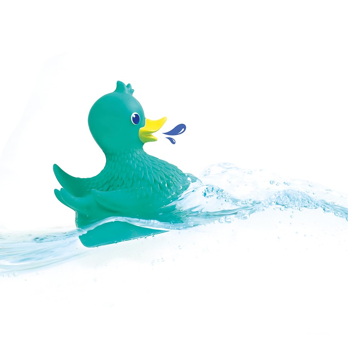LUDI Lucky Duck & Friends - Cofanetto da bagno 3 in 1 - Anatra aspergore, 6 animali in schiuma e libro da bagno - Sviluppo motorio e immaginazione - a partire dai 10 mesi