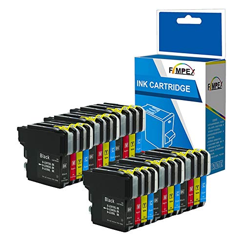 Fimpex compatibele inktcartridge vervanging voor Brother DCP-373CW DCP-375CW DCP-377CW MFC-250C MFC-255CW MFC-290C MFC-295CN MFC-297C DCP-J125 DCP-J140W DCP-J315W LC980/985/1100B (B/C/M/Y, 24-Pack)