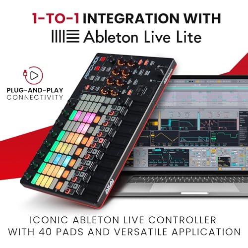 Akai Professional APC40 MKII - USB MIDI Controller for 1 to 1 Mapping with Ableton Live Lite with 5x8 Clip Launch Matrix, Knobs and Faders, Pro Software Suite Included
