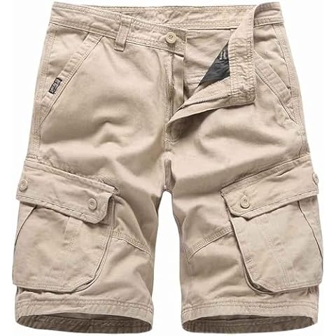 Basoteeuo Mens Cargo Shorts Casual Lightweight with Multi Pockets Summer Outdoor Shorts Khaki Size 40 Cover