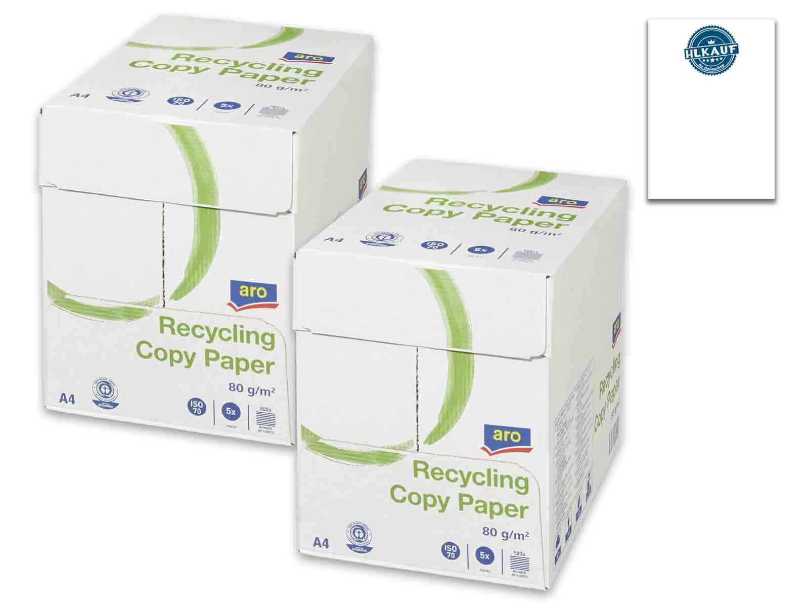 aro Kopierpapier Druckerpapier Universalpapier DIN A4-80 g/m² Diverse Mengen (Aro Recycling 5000 Blatt & 1x HLKauf-Produkt)