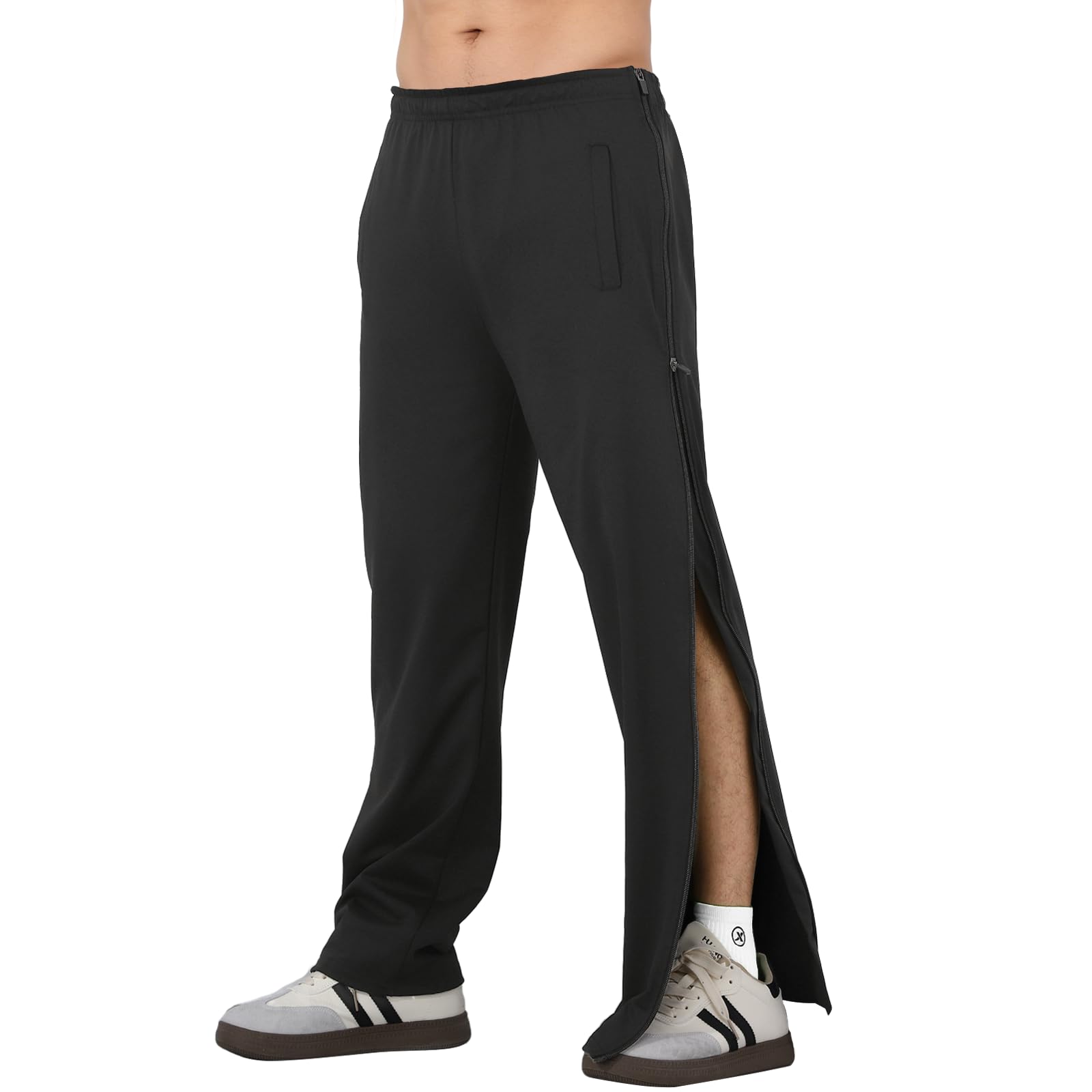 Uomini Allenamento Pantaloni Sciolti Laterale Apertura Pantaloni da Jogging