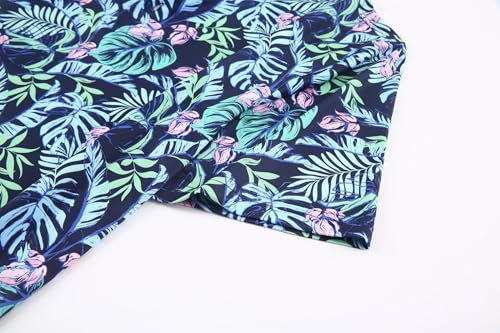 Alex Vando Mens Hawaiian Golf Shirt Moisture Wicking Digital Print Golf Shirts for Men