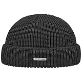 Stetson Nashville Strick Dockercap Herren - One Size (54-59 cm) - Aus 100% Merinowolle Rippstrickmütze aus Wolle - Herrenmütze Herbst/Winter schwarz One Size