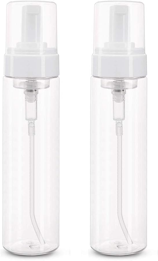 200 ml Foaming Soap Dispenser, 2 Pack Clear Plastic Foamer Liquid Soap Pump Bottles, Home Use Foaming Soap Dispenser for Facial Cleanser Shampoo Shower Gel by JZF