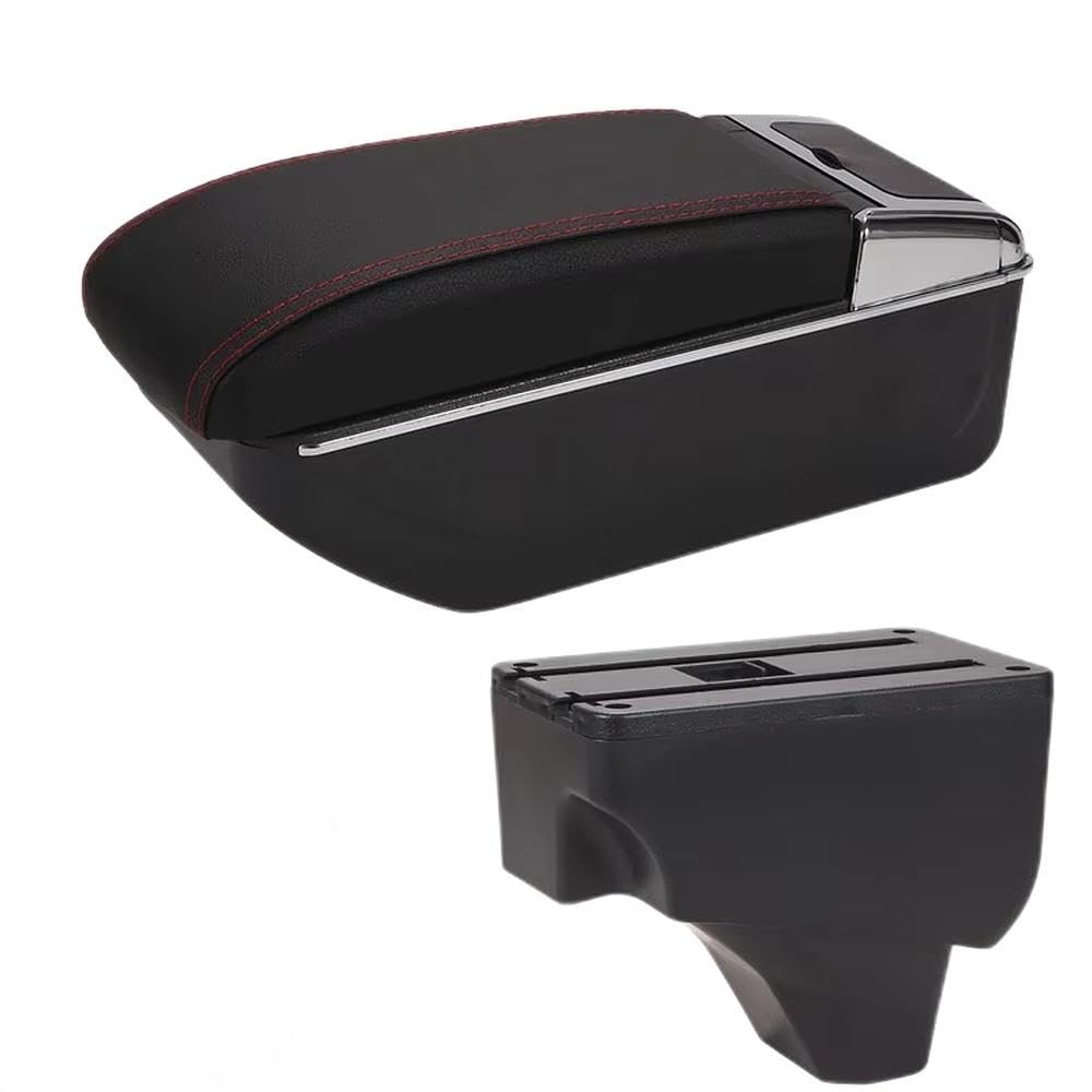 FSOZDBBPL For Peugeot 2008 For Peugeot 208 2019-2024 Car Armrest Box Retrofit Parts Center Console Storage Box Interior Parts(D1 Black red No USB)