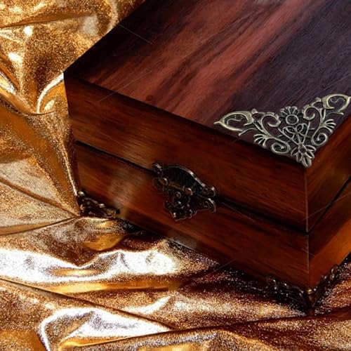 Image of 16PCS Antique Bronze Decorative Corner Protectors, 1.9 inch x 1.3 inch Metal Furniture Edge Cover Guards, Vintage Embossed Pattern, for Cabinet, Jewelry Box, Photo Frame