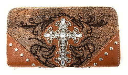 Western Embroidered Concealed Carry Purse/Wallet Set w/Rhinestone Cross4