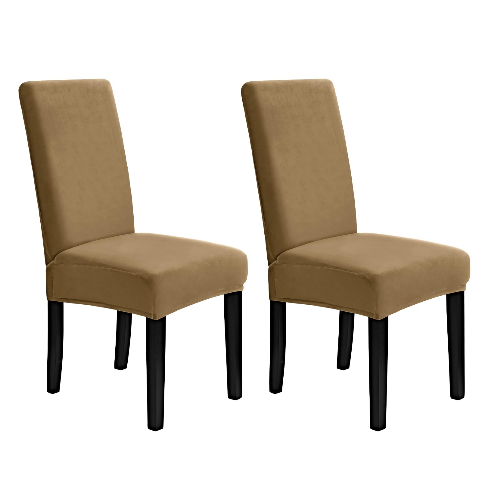MOSAYT Velvet Stretch Chair Covers for Dining Room Set of 2 - Soft Slipcovers with Thick Removable Fabric for Parsons Chairs, Washable Seat Protectors