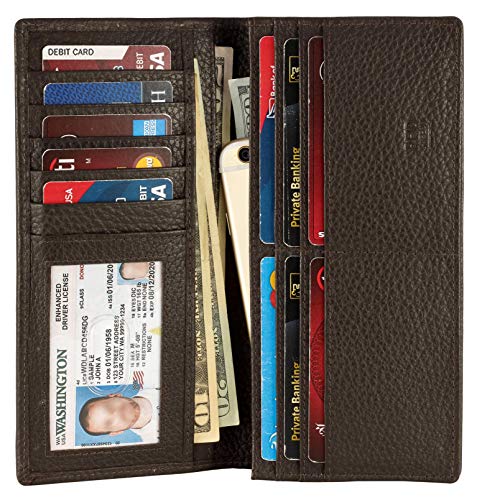 Image of RFID Blocking Mens Genuine leather Bifold Long Wallet