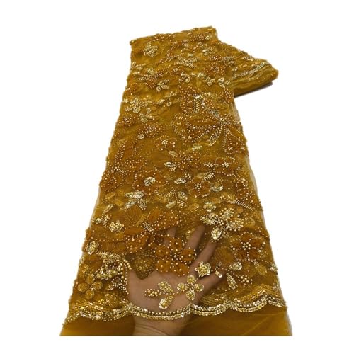 Tissu à paillettes de fleurs brodée pour robe mariée perles