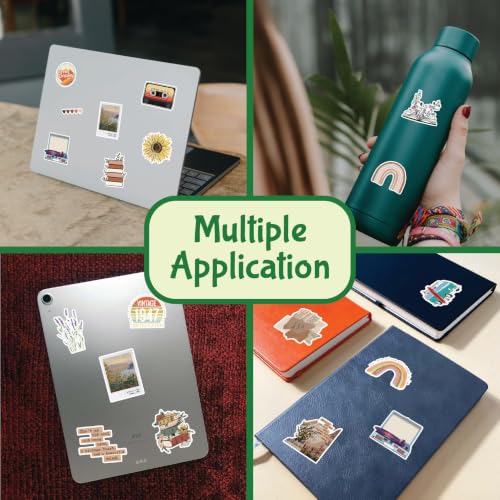 Image of CodersParadise Pack of 53 Vintage Aesthetic Stickers for Scrapbook, Laptop, Journal, Diary, Guitar, Mobile Phone - Waterproof Residue Free Stickers
