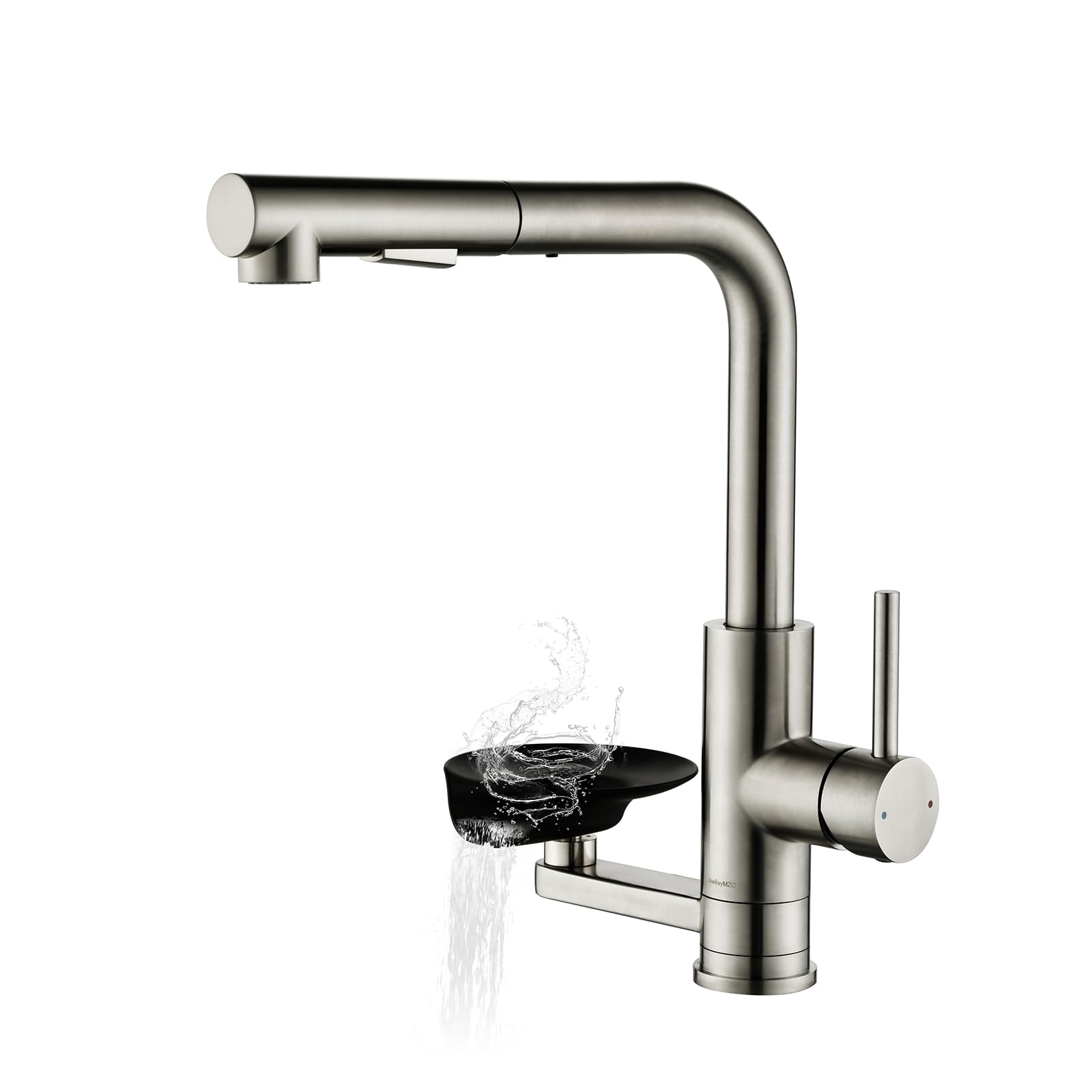 Robinet de Cuisine LakeBay Lave-Verres 360° Rotatif Extensible, Miscelateur Monomandrin Double Jet, Acier Inoxydable 304 Brossé