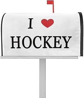 Magnetic Mailbox Cover Sport Hockey Red Love I Love Hockey on White Background Standard Size Removable Post Letter Box Cover Waterproof Garden Yard Outdoor Decoration