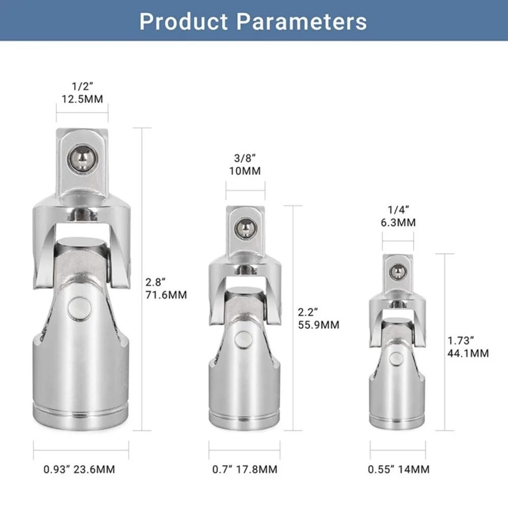 Zestaw Narzędzi Zestaw uniwersalnych przegubów, klucz nasadowy z grzechotką, adapter 1/4", 3/8", 1/2", adapter przedłużający, stal chromowo-wanadowa klucze nasadowe(1-2 one piece)