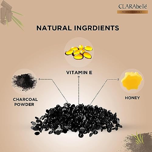 Image of Clarabelle Activated Charcoal Hard Wax Beans | Painless Stripless Hair Removal for Women & Men | For Bikini Line, Upper Lips, Arms, Legs, Underarms & Full Body | Removes Coarse Hair from Root (800g)