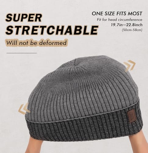 Image of Wmcaps Warm Beanie for Men Women, Fleece Lined Beanie Warm Winter Caps Unisex Fashion Knit Cuffed Cap