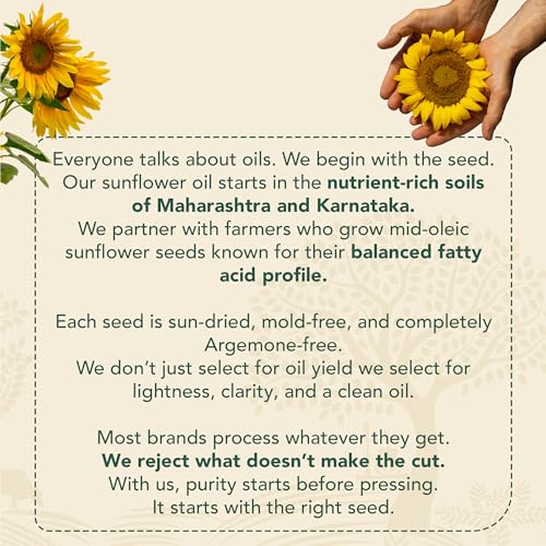 Image of Anveshan Wood Pressed Sunflower Oil 1L | Plastic Bottle | Kolhu /Chekku | Extracted on Wooden Churner | Natural | Chemical-Free | Cold Pressed Sunflower Oil for Cooking (Pack of 2)